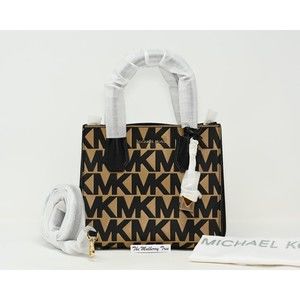 MICHAEL KORS MERCER Medium Accordion Messenger Leather Large Logo NWT $298